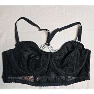 Savage X Fenty Women's Lace Bustier Bra Underwire  Black 2X NWT